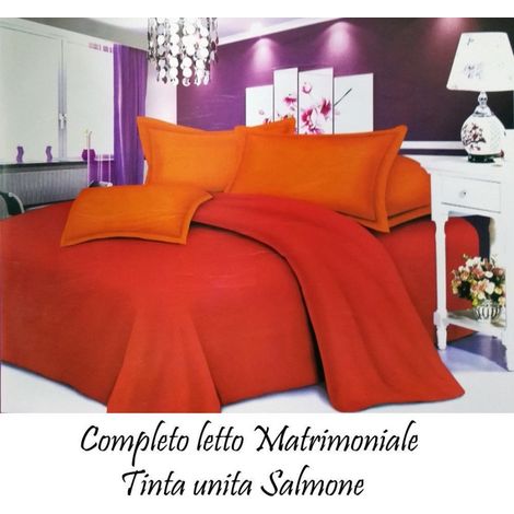 Trade Shop - Juego De Sábanas Doble Con Fundas De Almohada Color Salmón Sólido -