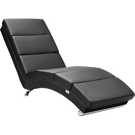 Casaria Relaxliege XXL London 186x89x55 cm Ergonomisch Kunstleder Gepolstert 180kg Belastbarkeit Wohnzimmer Büro Innen Chaiselongue Relaxsessel Kunstleder schwarz