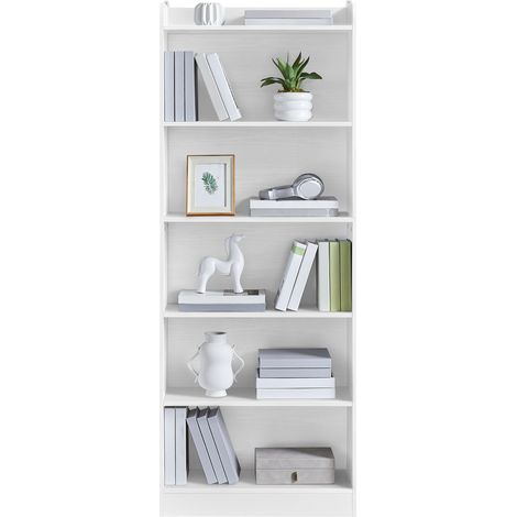 Yaheetech Libreria a 6 Ripiani, Scaffale in Legno con Ripiano Regolabile, 60 x 24 x 160 cm, Libreria Verticale Salvaspazio per Soggiorno, Cameretta, Studio, Ufficio, Bianco