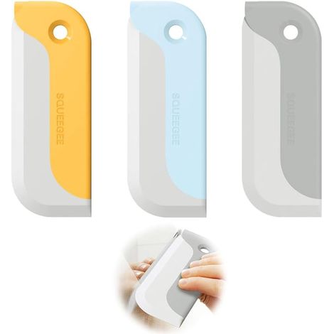 Juego de 3 espátulas pequeñas de goma suave para limpiar parabrisas, espejos, cocinas, baños, encimeras y azulejos (1/5)