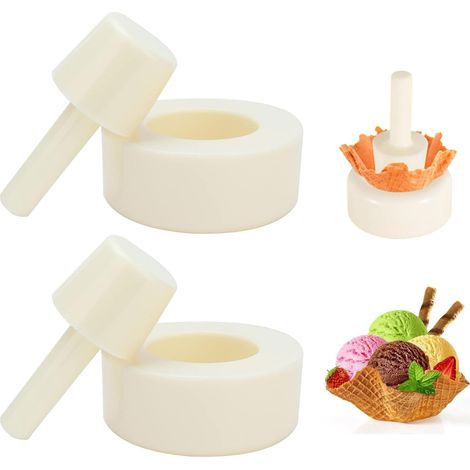 Jeu de 2 moules à gaufres - Pour faire des bols de crème glacée croustillants, des bols comestibles et des bols à desserts - Machine à crème glacée en plastique Rouleau conique Outils de formage Gaufr (1/5)