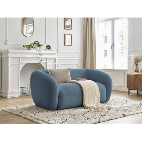 BOBOCHIC - Canapé droit fixe 2 places CELINE tissu lisse Bleu clair (1/5)