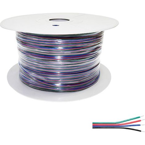 Tuyau de Câble Électrique Plat 4x0,25mm² pour Bandes LED RGB - 500 mètres - Ledme - LM2053 (1/4)