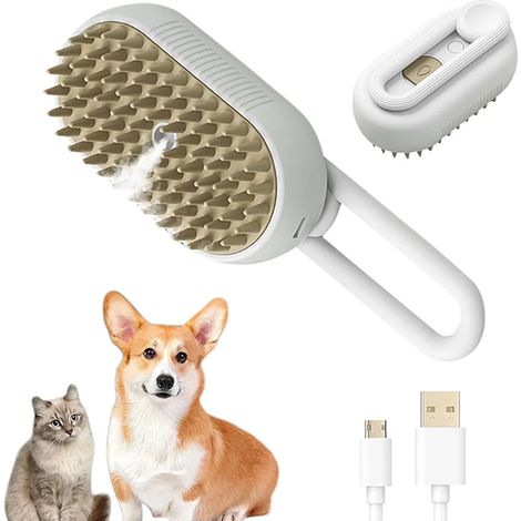 Brosse vapeur trois en un pour chien et chat avec réservoir d eau pour poils longs et courts peigne pour animal