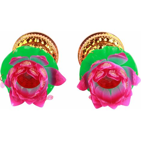 Paire de lampes LED en forme de lotus ornées de statues de Bouddha, alimentées par USB, avec motifs gravés, idéales pour un usage domestique. 15 x 7,5 cm. (1/5)