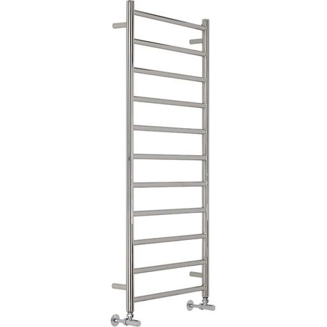 Milano Esk Chrome Flat Stainless Steel Ladder Style Heated Towel Rail Radiator - 1200mm x 500mm (1/5)