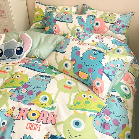 Ensemble de draps lavables en coton pour lit 160x200 cm – Taie d’oreiller + housse de couette 180x220 cm – Motif universitaire moderne, doux et résistant