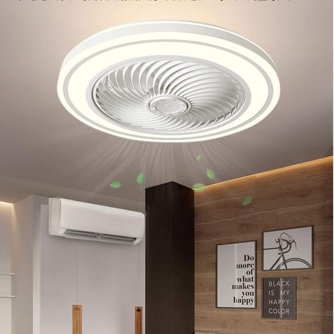 Prix Usine Nordic Télécommande Abs Lampe de Plafond Led Gradation en Continu Fer Fan Lumière Moderne Simple Acrylique Ventilateur Suspension Villa Chambre Salon Salle à Manger Chambre D'Enfants(Blanc) (1/5)