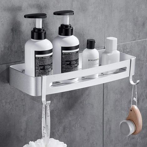 Etagère de Douche Serviteur Salle-de-Bains pour Salle de Bains Organisateur Rangement Pose sans Perçage Dommage, Panier Inoxydable pour Accessoires Cuisine (1/4)