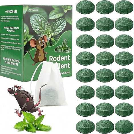 Lot de 24 répulsifs souris rats écureuils intérieur/extérieur maison cuisine garage jardin sans danger animaux domestiques (1/5)