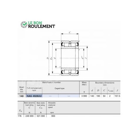 Roulement à rouleaux cylindriques NAG4928-UU-IKO