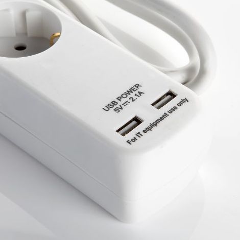 BASE MÚLTIPLE CON INTERRUPTOR 5 ENCHUFES Y 2 USB CABLE 3X1,5 1,4 METROS ALYCO (1/5)
