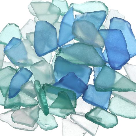 600 g di pezzi di vetro marino, 22 oz, blu cobalto, bianco e verde, vetro marino piatto frantumato e satinato, riempimento per vasi, acquario domestico, artigianato, fai da te, decorazioni per feste i