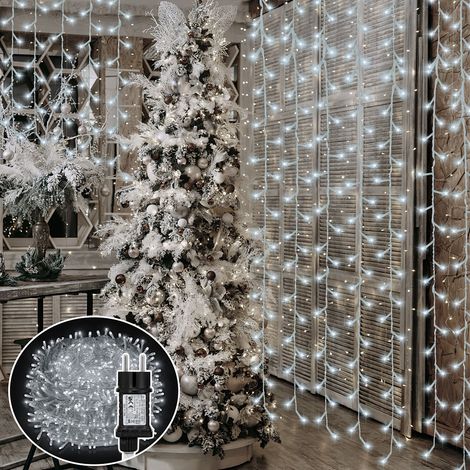 Wolketon Catena luminosa LED 10m 100 LED Decorazione Natalizia – 8 Modalità di Illuminazione per Decorazione Giardino Bianco Freddo