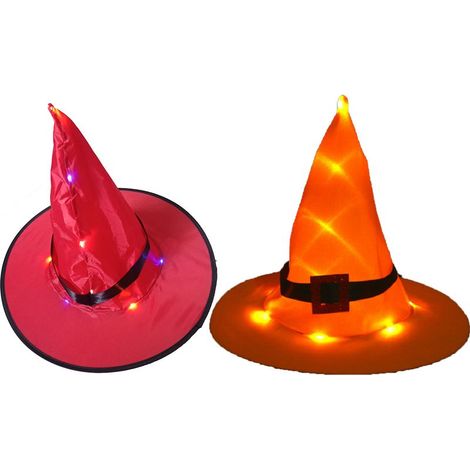 Chapeau de sorcière - Guirlande lumineuse à piles - Décoration Halloween extérieur intérieur - Lot de 2 (1/5)