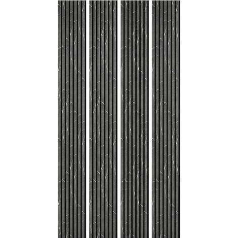 Decoon – Lot de 4 panneaux décoratifs muraux en MDF – Décor marbre noir et feutrine – Dimensions 250 x 30 x 1,9 cm – Isolation phonique