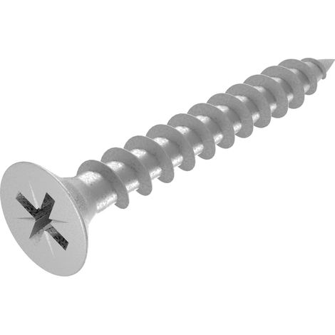 250 - Vis à bois - Vis à aggloméré - Filetage complet acier inoxydable Tête fraisée PZ Pour menuiserie intérieur Argent 3x20 cm