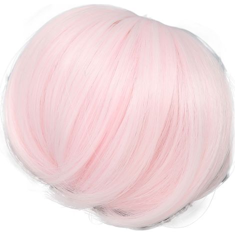Perruque rose Sakura pour poupée 1/6, cheveux courts souples avec frange droite, accessoire de coiffure pour figurine 6 pouces. (1/5)