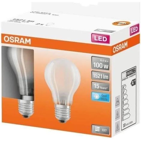 Led Std Full Glass 10w E27 Bianco Freddo Confezione 2 - Osram