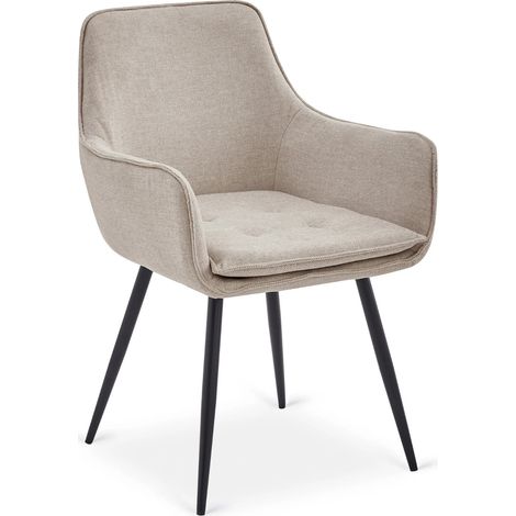 Sedia da pranzo imbottita Edrick color crema in stile loft moderno (1/5)