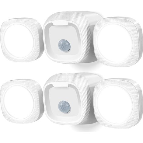 2 Pack Eclairage Exterieur avec detecteur Lumiere Exterieur detecteur de Mouvement Eclairage Garage Lumiere LED sans Fil,Blanc (1/5)