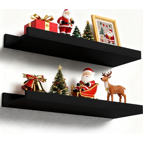 Estantes flotantes de pared (paquete de 2), estantería moderna con borde para almacenamiento y exhibición de fotos, decoración de pared, 40 cm (1/5)