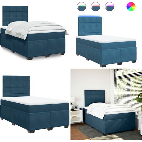 Boxspringbett mit Matratze Blau 120x200 cm Samt - Boxspringbett - Samtbett - Blau - Doppelbett - LED Beleuchtung - Home & Living (1/5)