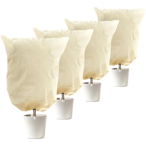 Set of 4 Winter Plant Covers, 80g/m² Non-woven Fabric, Drawstring Closure, Frost and Wind Protection, Garden and Patio (1/5)