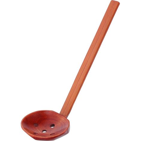 Louche égoutter bois nanmu ajourée, passoire naturelle résistante chaleur pour nouilles/ramen (1/5)