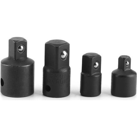 Ensemble d'adaptateur et de réducteur de 4 pièces pour clés à cliquet 1/4in 3/8in 1/2in Kit de Conversion d'adaptateur de manchon de clé électrique(Noir). (1/4)