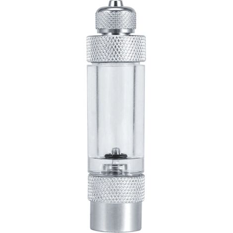 Compteur de bulles CO2 anti-retour en alliage d'aluminium pour aquarium – Tête simple, argent, 8x2 cm