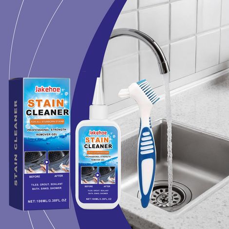 Household stain remover gel, degreaser and stain remover, kitchen and bathroom cleaner -- 100ml + cleaning brush (1/5)