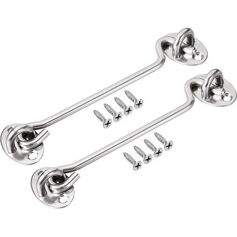 pièces. 6" Kabine Ösenverschluss Tor Tür Drehhaken Edelstahl mit Montageschrauben (1/4)