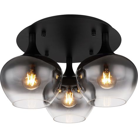Globo - deckenleuchte - Maxy - schwarz - glas rauchglas - Ø 45cm