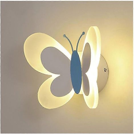 Applique murale LED d'intérieur avec interrupteur, lampe murale de chambre 14W pour garçons et filles, applique murale papillon rose avec 3 températures de couleur réglables (1/3)