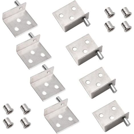 Pack de charnières pivotantes à axe dissimulé pour porte d'armoire en bois avec goupille pour porte d'armoire pivotante en bois gratuite (argent) (1/4)