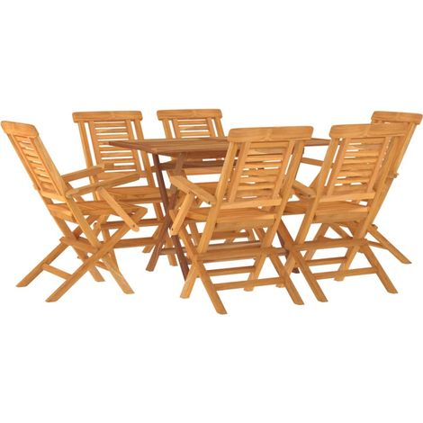 Set da pranzo/arredamento da giardino per esterni in legno massello di teak composto da 7 pezzi (020014353)