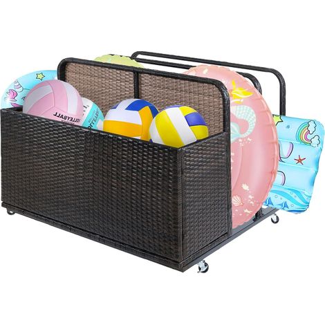 Coffre de Rangement Extérieur 120×95×90 cm en PE et Métal, Grande Capacité avec Roues, Résistant aux Intempéries pour Jardin et Piscine (1/5)