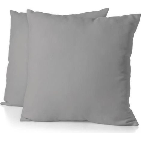 Lote de 2 fundas de almohada cuadradas HOME LINGE PASSION 63 x 63 cm microfibra gris claro (1/2)