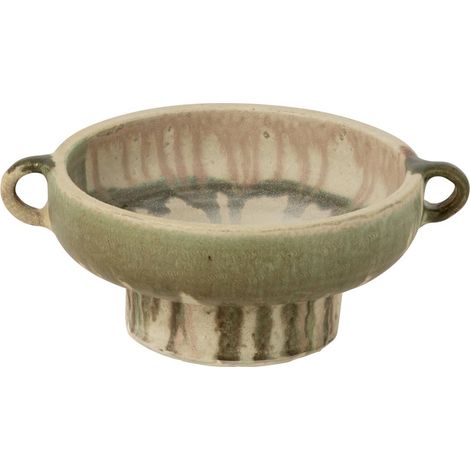 Coupe Déco sur Pied "Oliveto" 29cm Beige & Vert (1/3)