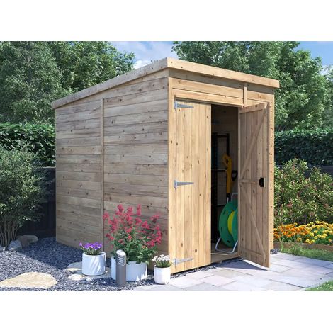 Dunster House Bike Shed 1.8m x 2.4m Storage Garden Building Wooden Pressure Treated Overlord Pent (1/5)