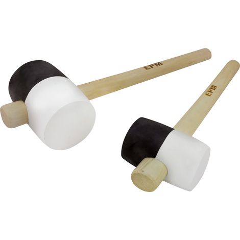 Martello in gomma bianco e nero con manico in legno 900 g - E-420-4290