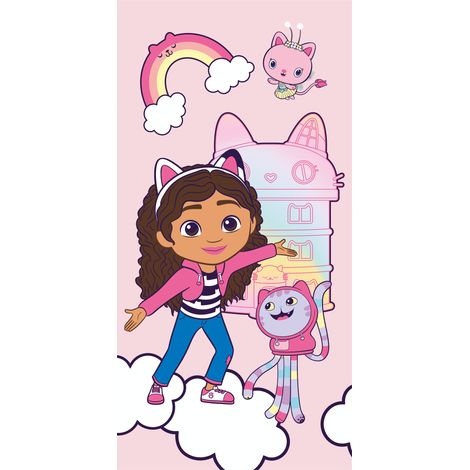 Gabby's Dollhouse Cat House, grande asciugamano per bambini 70 x 140, telo mare, Gabby's Dollhouse