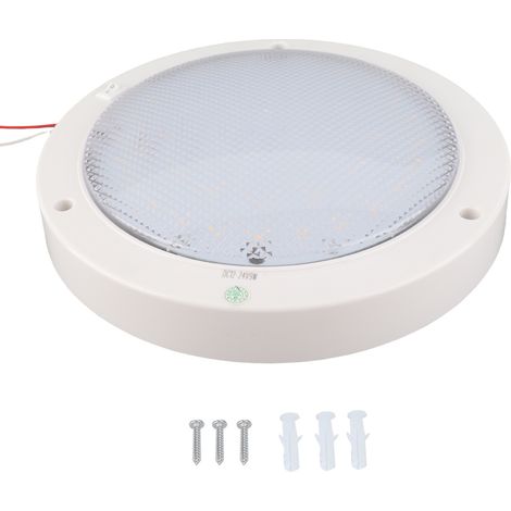 Plafoniera rotonda ZJchao con 42 LED, 12V-24V DC, 9W, 840LM, pannello LED ad alta luminosità con base in alluminio per casa e barca (luce bianca calda 2700-3200K) (1/5)