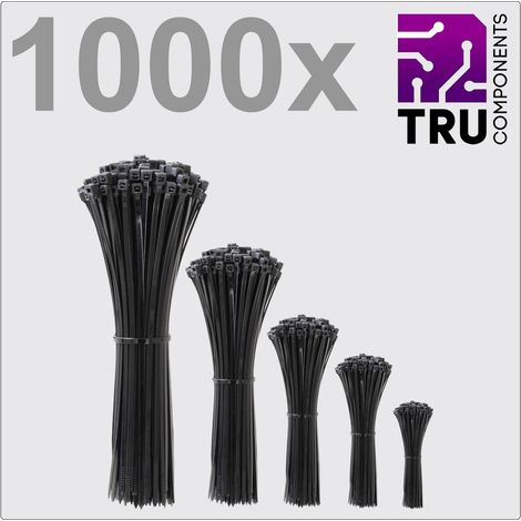 TRU COMPONENTS TC-12888560 T24CA072 Kabelbinder 3.6 mm Schwarz UV-stabilisiert 1000 St.
