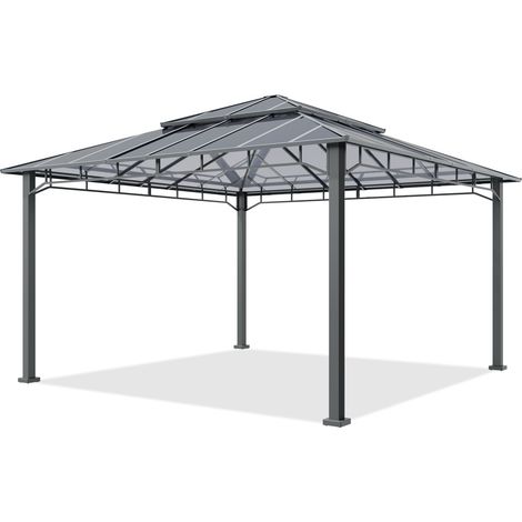 TOOLPORT Gazebo giardino 4x4 m, telaio alluminio, tetto policarbonato 8 mm (1/5)