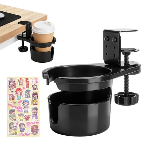 Porte-Gobelet Rotatif 360° pour Bureau – Porte-Tasse Compact et Pratique avec Système de Drainage – Support Multifonction pour Bureau, Table, Gaming et Fitness (1/5)