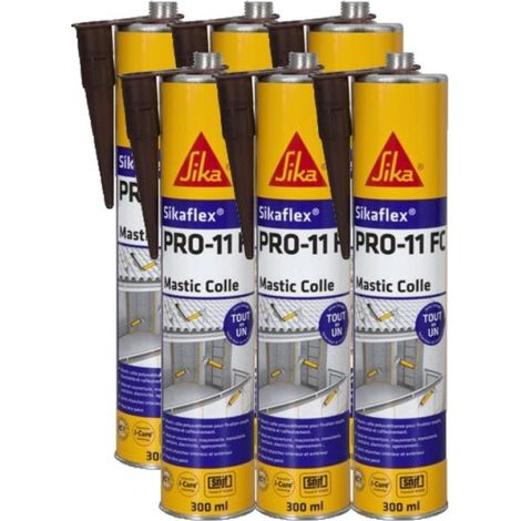 Pack de 6 colles mastic Sikaflex 300 ml – Couleur marron – Haute adhérence et élasticité permanente – Pour collages souples et calfeutrement - PRO 11 FC