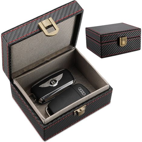 Boîte anti-signal pour clés de voiture en cuir, pochette Faraday anti-RFID, sans clé (1/4)