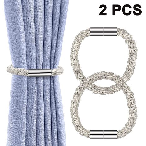 Lot de 2 embrasses magnétiques robustes pour rideaux, avec cordon décoratif, pratiques et sans perçage.